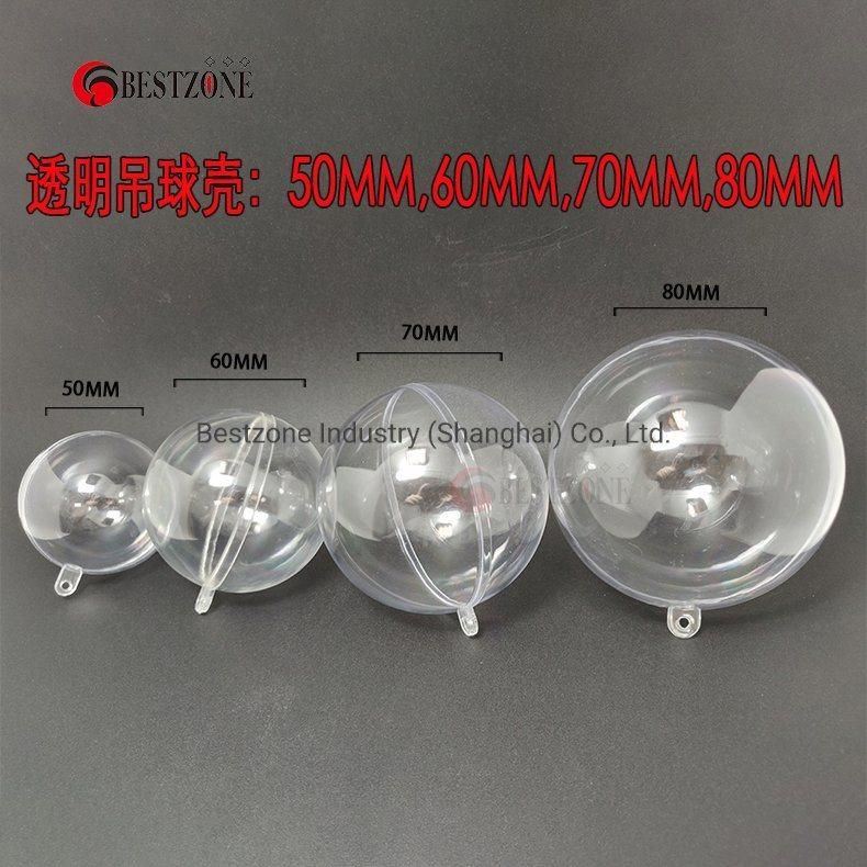 Christmas Tree Baubles Decorations Clear Round Glass Fillable Plastic Craft Balls Ornaments (70mm)