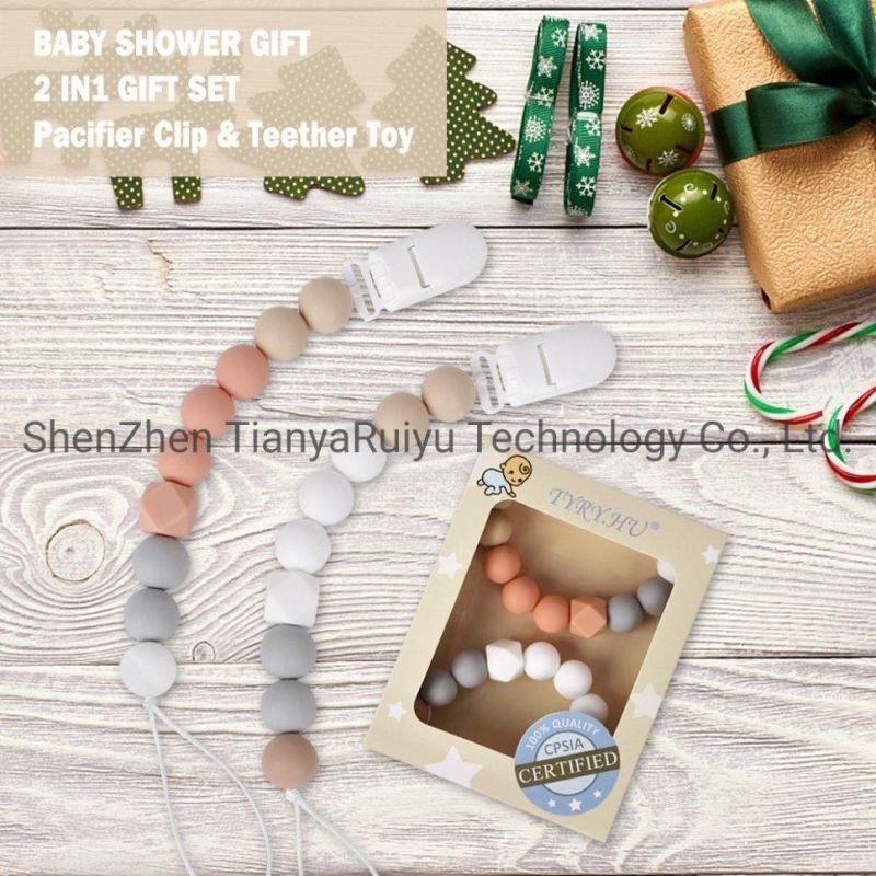Wholesale BPA Free Chewable Food Grade Silicone Dummy Nipple Holder Clip Silicone Baby Pacifier Chain