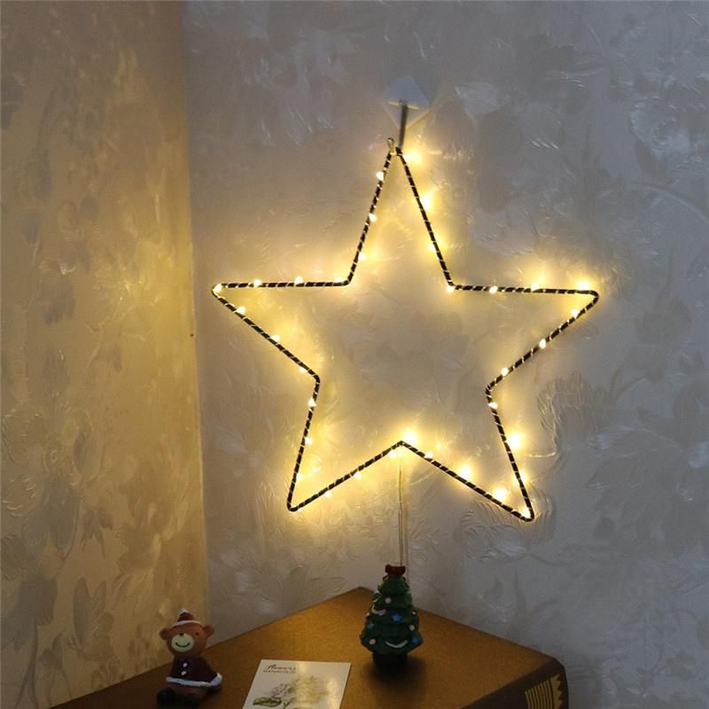 Battery Box Wrought Iron Style Luminous Stars Shaping Lamp