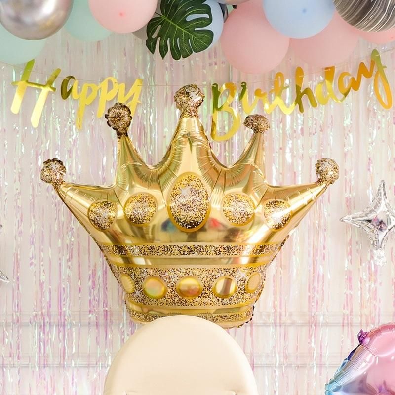 Large Medium Small Balloon Party Decoration Gold Crown Foil Balloons