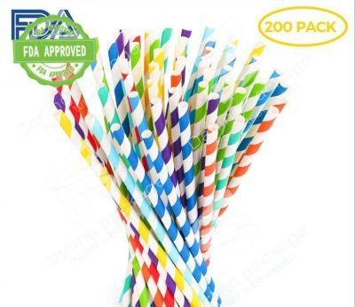 6*197mm Biodegradable Disposable Wrapped Paper Drinking Straws