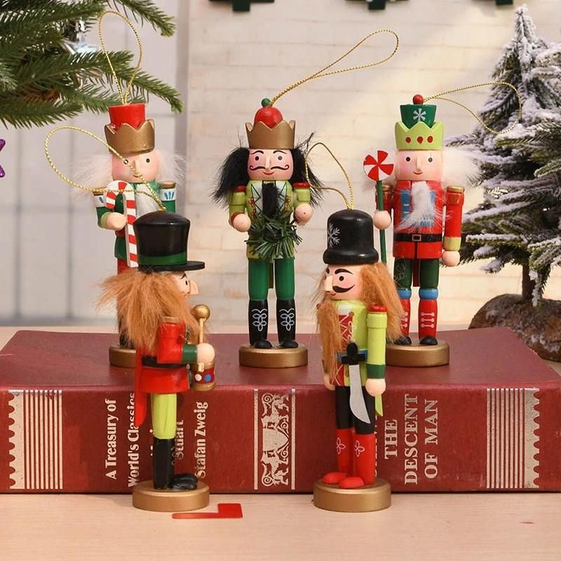 New Funny Wooden Nutcracker Ornament 5-Piece Box Set, 5-Inch