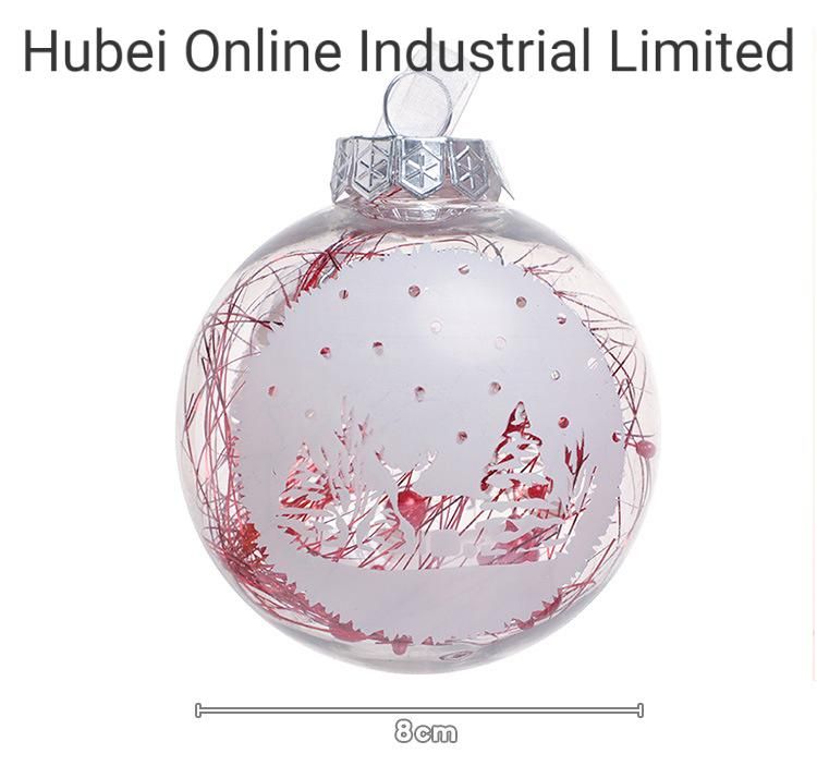 8cm Transparent Plastic Acrylic Ball Christmas Ornament Christmas Ball Christmas Tree Pendant Market Decoration Pet Hollow Ball