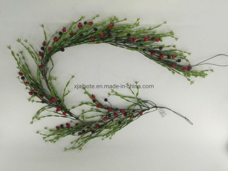 1.7m Artifical Plastic Eucalyptus Garland with Berry--Double Green