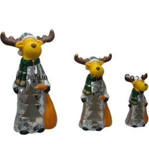 New Siliver Ceramic Deer Statue, Christmas Reindeer Statue LED Decor