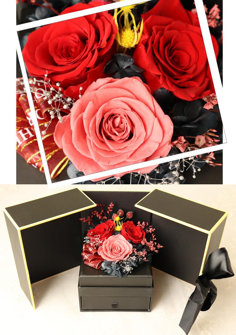 Best Valentines′ Day Gift Everlasting Real Preserved Rose Flower in Drawer Gift Box for Wife or Girlfriend