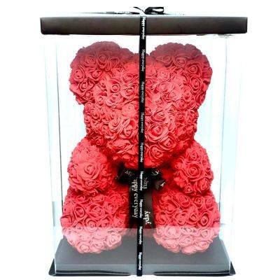 Wholesale Valentine&prime;s Day Teddy Bear Handmade Soap Flower Blue Purple Bear Forever Eternal Rose Bear
