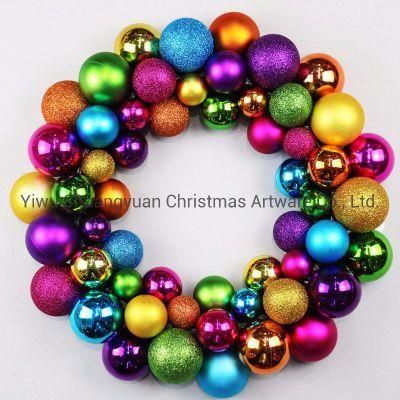 Colorful Color Plastic Ball Wreath Christmas Decoration