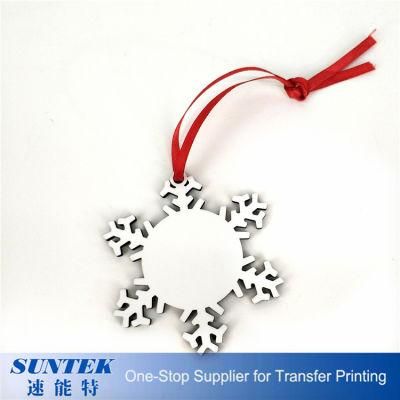 Merry Christmas Decorate Snowflake Shape Two Sided Hot Stamping Printing Sublimation Blanks Charms Pendant Photo Pendants