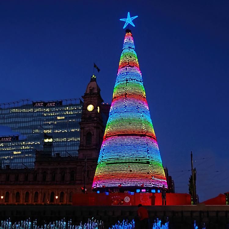 Outdoor Changeable Music Christmas Tree with Star for Celebration