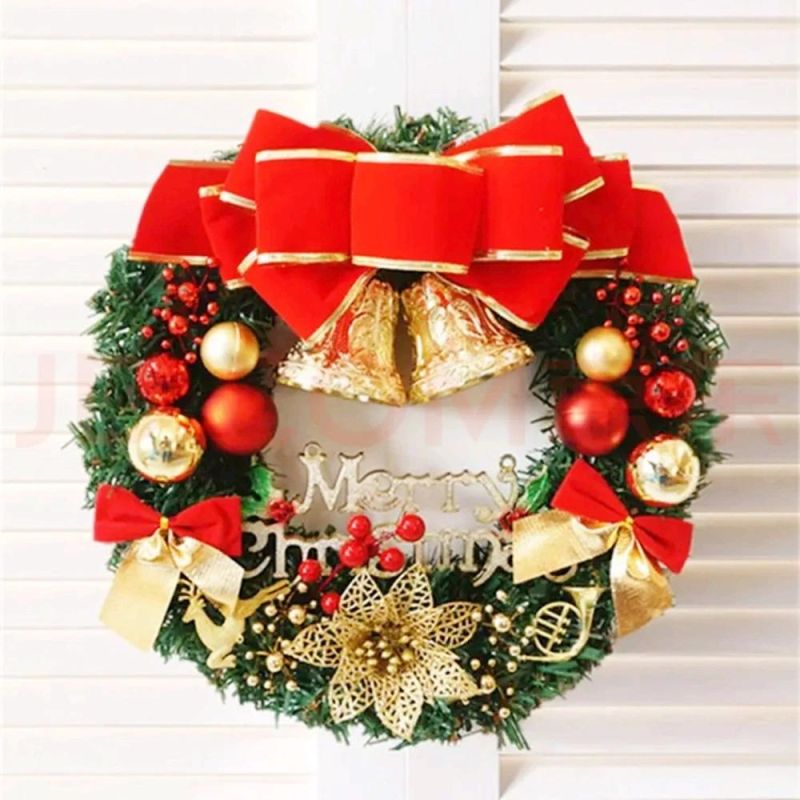 New Design Customized High Quality 30cm, 40cm, 50cm, 60cm, 80cm, 120cm Dia Christmas Wreath Garland for Christmas Hanging Ornaments