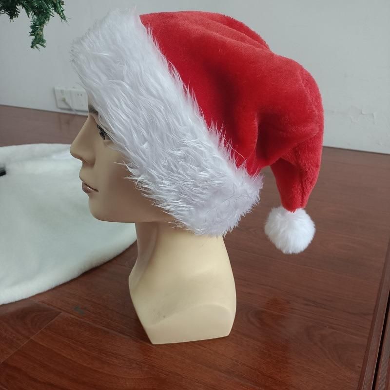 Santa Hat Plush Christmas Decoration Christmas Hats Non Woven Fabric for Kids Red OEM Item Oversized Color Weight Material Type for Men