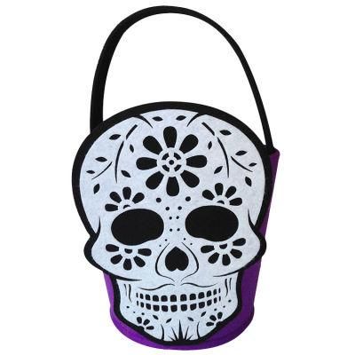Hot Wholesale Felt Candy Basket Bag Fabric Skeleton Halloween Decoration Backet