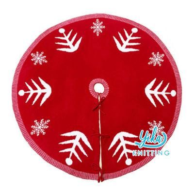 Red Cotton Snowflake Crochet Christmas Tree Blanket Factory Manufacturer
