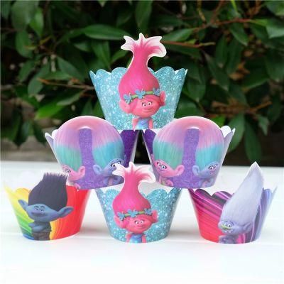 Trolls Cupcake Wrapper Kids Birthday Party Supply Cupcake Deco Accessories