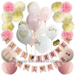 Umiss Paper Baby Shower Decorations Kit with Paper Bunting Balloons Party Decoration