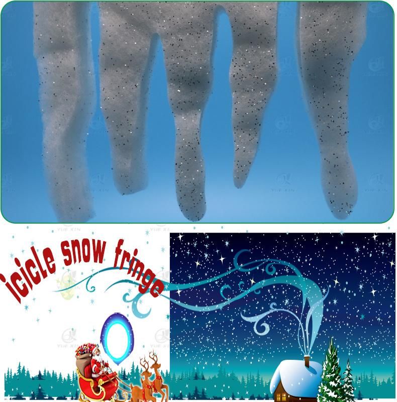 Fire Proof White Glittered Artificial Christmas Craft Icicle Snow Fringe