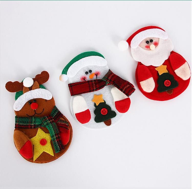 Christmas Dinner Table Decorations Tableware Holder Christmas Socks Decorations Mini Christmas Stockings Knife Spoon Fork Bag for Xmas Party Dinner