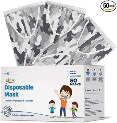 Kids Disposable Face Masks, 50 White Camo Masks, Individually Wrapped