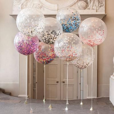 Wedding Holiday Decoration Magic Balloon 12&quot; Sequin Paper Scraps Transparent Latex Balloon