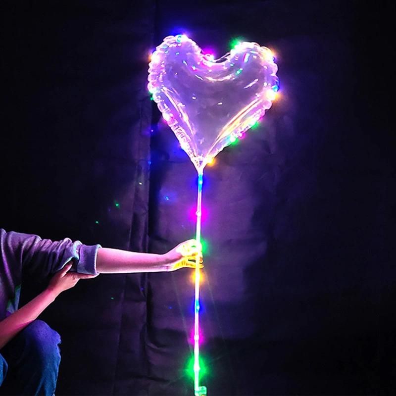 Luminous Colorful Light Party Decorations LED String Heart Shape Bobo Balloon