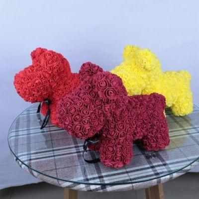 Creative Christmas Gift Preserved Flower Rose Bear Artificial Rose Dog