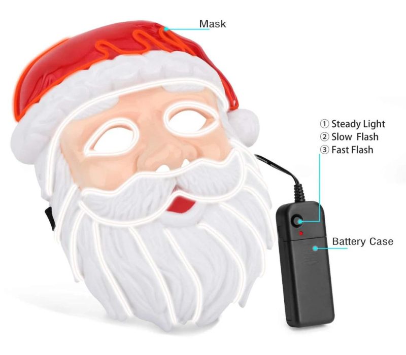 LED Light up Mask Santa Claus Mask Christmas Party Supplies