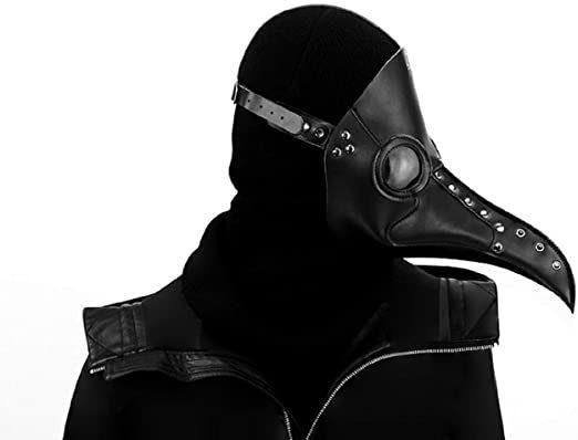 Leather Plague Doctor Mask, Scary Halloween Mask Costume Props