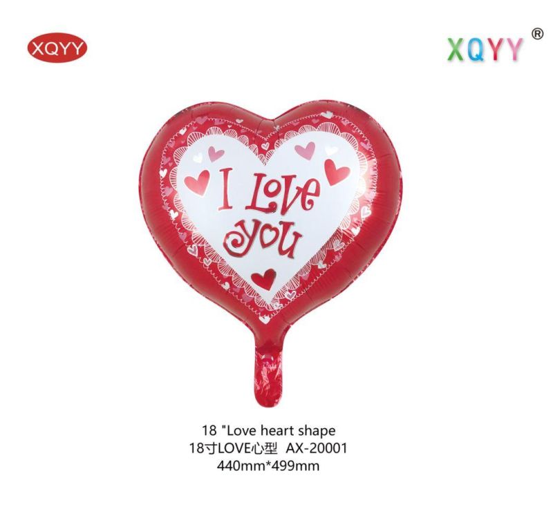 18 Inch Aluminum Film Balloon Love Heart for Valentine′ S Day Decoration