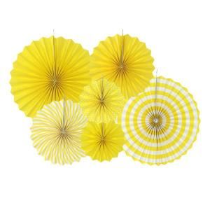 Umiss Paper Craft Home Hang Decorations Yellow Paper Fans Set