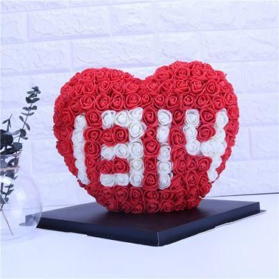2021 Amazon Hot Valentine&prime;s Day Gift Foam Rose Heart Artificial Preserved PE Foam Rose Love with Peach Heart Eternal Flower