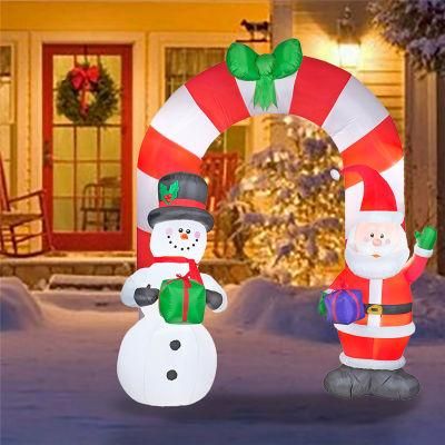 Inflatable Arch Archway Santa and Snowman with Gift Box Holiday
