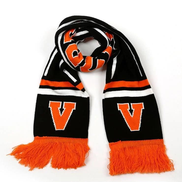 Custom Football Scarf Acrylic 100% Scarf Promotion Scarf Knitted