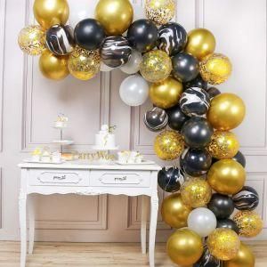 70PCS Balloon Arch Bridge Black White Balloon Black Agate Ball Metal Ball Party Decoration