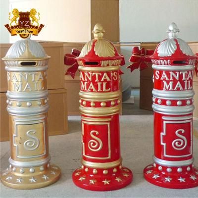 Outdoor Large Resin Santa Mailbox Statue for Christmas Decorations