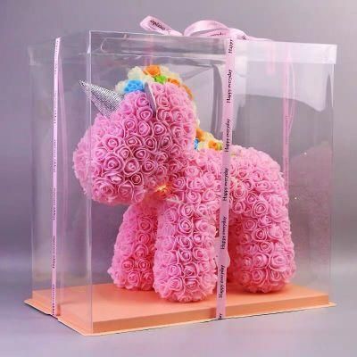 Wholesale Christmas Valentine&prime;s Day Gift 40cm PE Unicorn Rose Bear