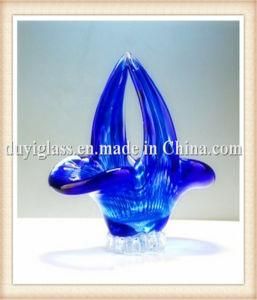 Blue Basket Glass Craft for Bar Decoration