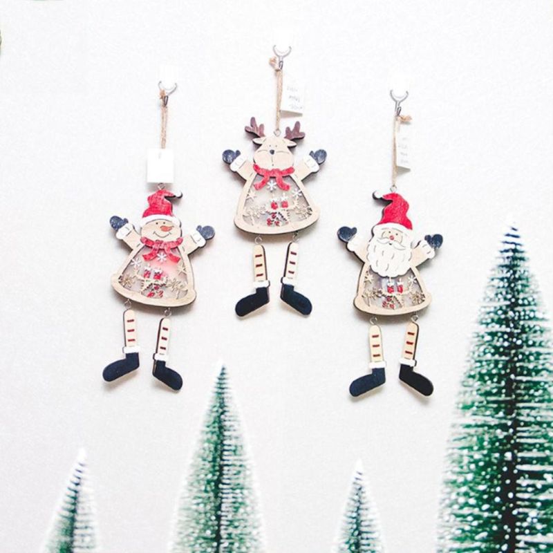 LED Light up Christmas Wooden Pendant Decoration