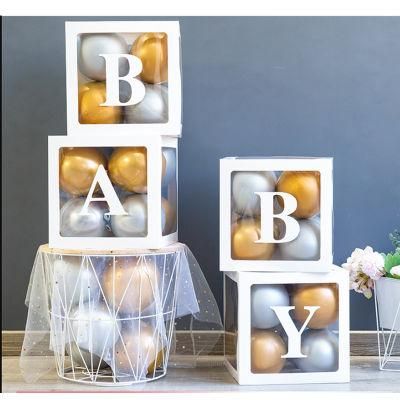 Acrylic Baby Letter Black Pedestal Stand Square Cube Plinth Column for Party Birthday Backdrop Decor