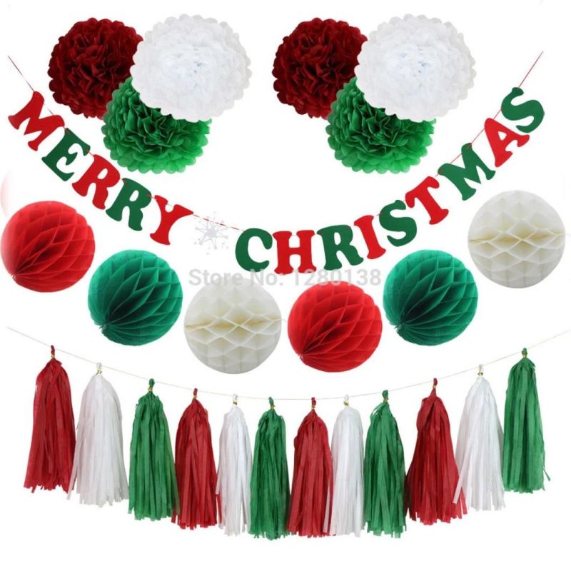 Wholesale Christmas Decoration Pendant Honeycomb Ball Pull Flower Ball Hang Flag Christmas Hat Christmas Book Bell Snowman Holiday Decoration Series