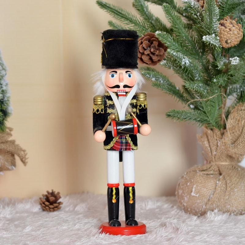 12 Inch Traditional Wooden Nutcracker, Festive Christmas Decor for Tables