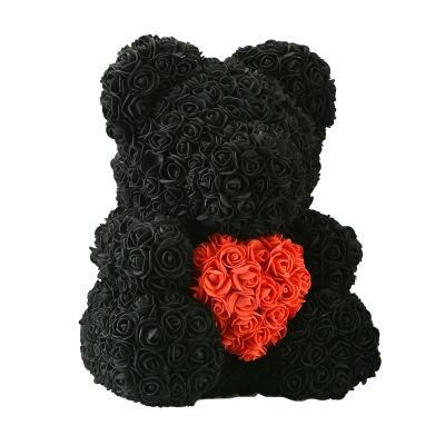 2021 40cm Height PE Artificial Rose Flower Bear as Gift Use for Valentines Day Birthday Mothers Day