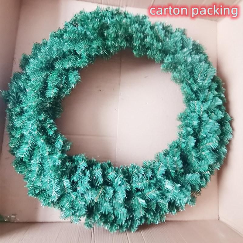 PVC Material 80cm, 100cm, 120cm X′mas Decoration Artificial Green Christmas Wreath with LED Light