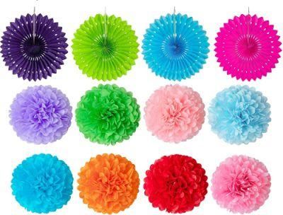 Hanging Decorations Tissue Fan Paper POM Poms
