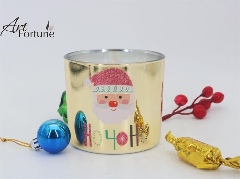 Hot Sale China Factory Christmas Gift Santa Electroplate Glass Scented Candle for Home