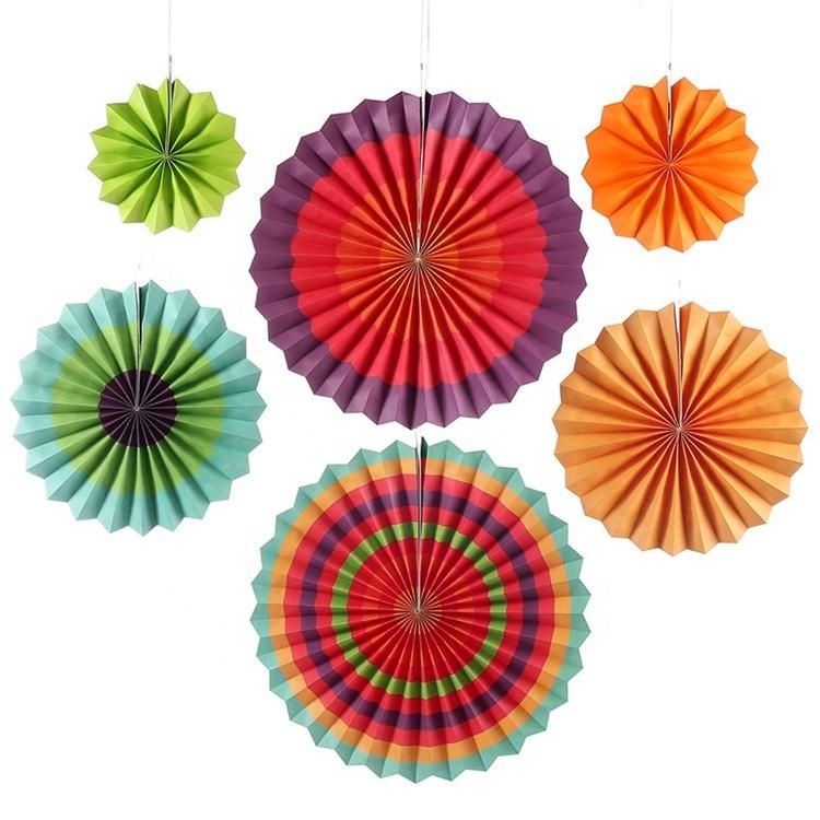 Hot Hanging Decoration Items Paper Fans Assorted Color Party Decoration