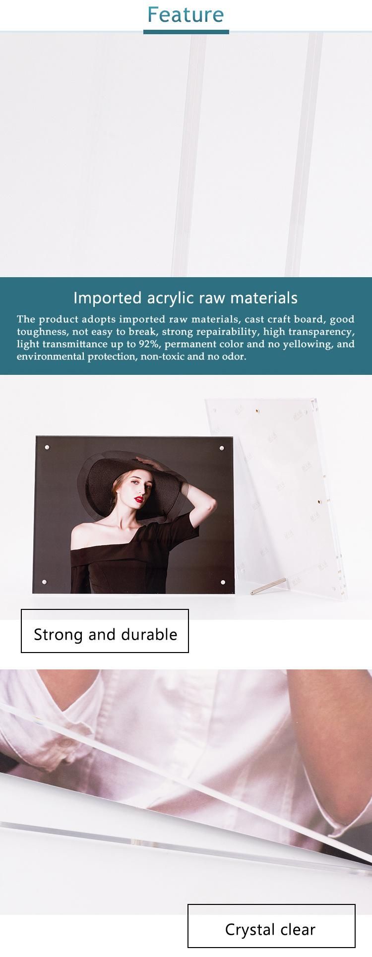 Magnetic Clean Crystal Floating Frameless Acrylic Photo Frame