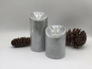 6 Inch Battery Powered Dancing LED Wax Moving Flameless Gold Dust Candle Light