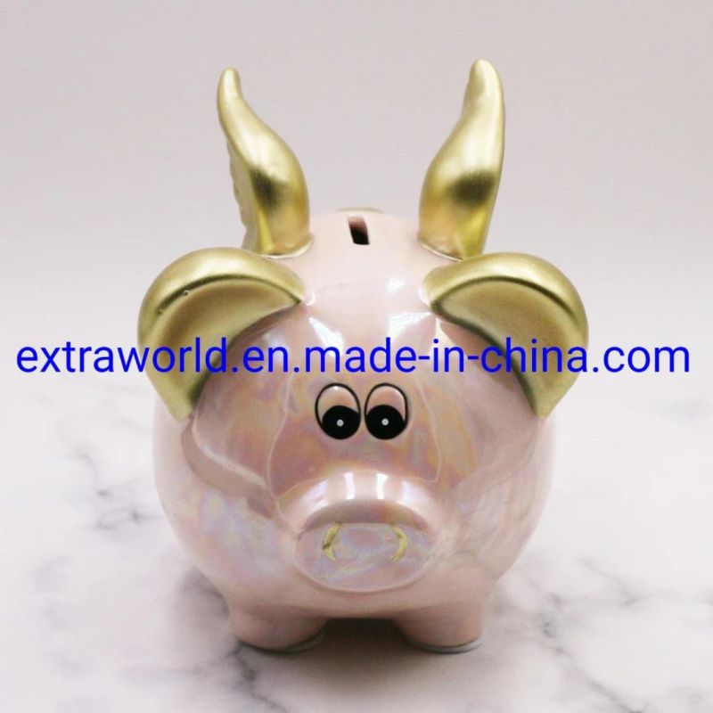 Custom Logo Figure Design Ceramic Money Saving Box Piggy Bank