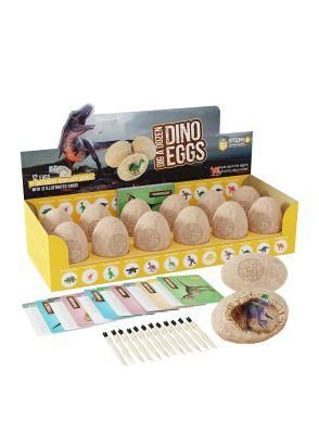 12PCS Hot Sale Easter Day Dinosaur Egg Dig Kit with Cards Brushes